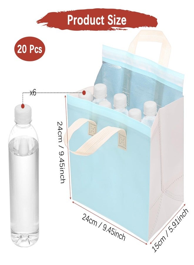 TIXIPEM Insulated Take Away Bags [20PCS] - Bulk Thermal Insulation Food Insulation Cooler Use for Hot Cold Food Frozen Deliver & Fresh Store Grocery Bags - [Light Blue Bicolor-9.4IN] - Image 3